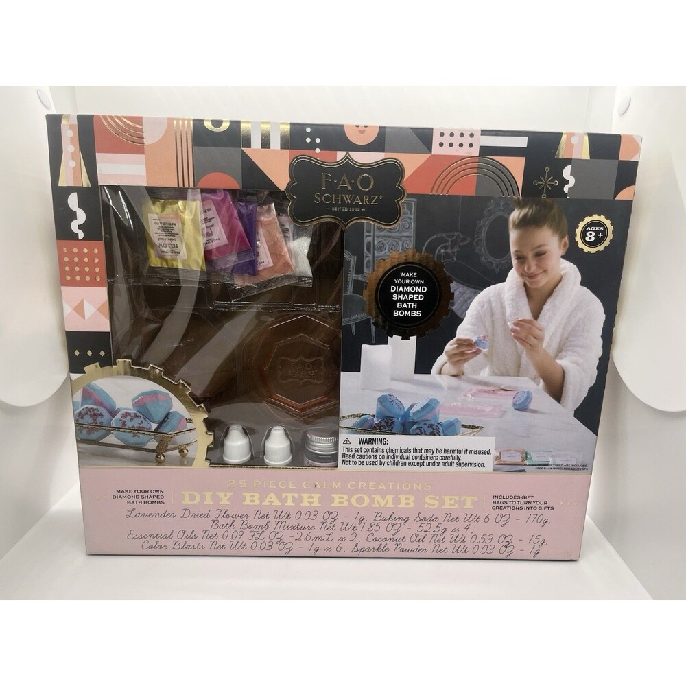 FAO Schwarz 25 Piece Calm Creations DIY Spa-Ready Bath Bomb Set for Kids New NIB